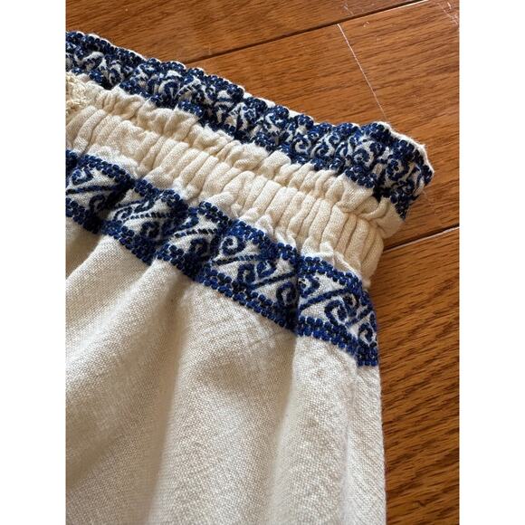 Bohemian Midi Skirt Women MED White Blue Embroidered Boho Hippie Beachy Gypsy - Picture 9 of 16